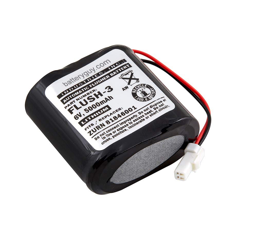 BatteryGuy Zurn 81846001 Lithium Replacement 6V 5000mAh Lithium Flush Valve Battery Brand Equivalent