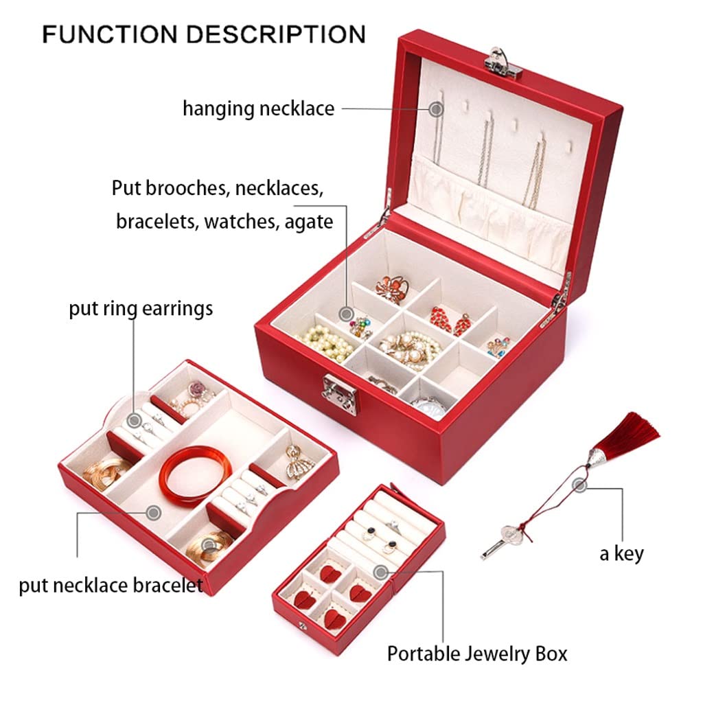 Caja De Joyería Jewelry Box for Women, Organizador de joyería de 2 Capas Mostrar Caja con Compartimentos de Viaje Regalo de Almacenamiento de Joyas for niñas Madre Organizador De Joyas(B)