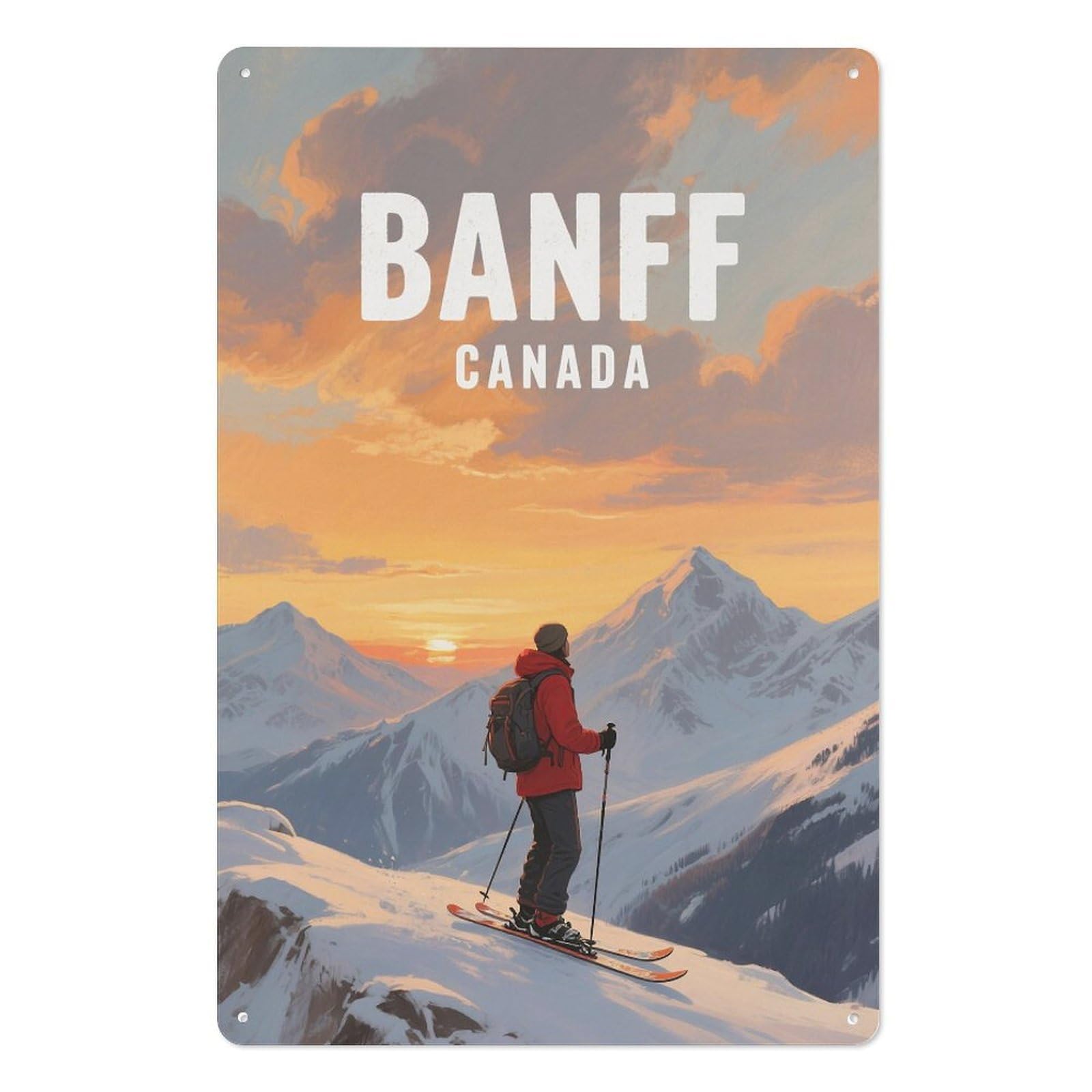 Banff Canada Retro Design Tin Paintings Vintage Tin Sign 08x12inch(20x30cm) Wall Art for Home Office Bedroom Living Room Cafes Wall Decor