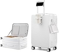 Vista 1 de Maletas ligeras de viaje con portavasos y soporte para teléfono, Blanco, Expandible 24 pulg.