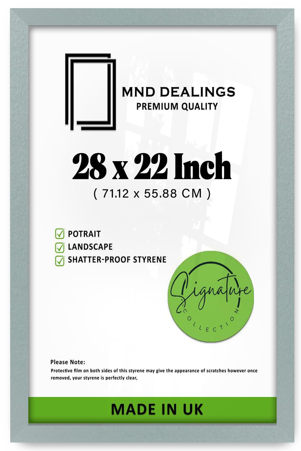 MND Dealings | MDF Wood Poster Frame (71.12 x 55.88 CM) Picture Frame for Portrait, Landscape & Wall Décor, Large Modern MDF Finish for Professional Display [ Silver ]