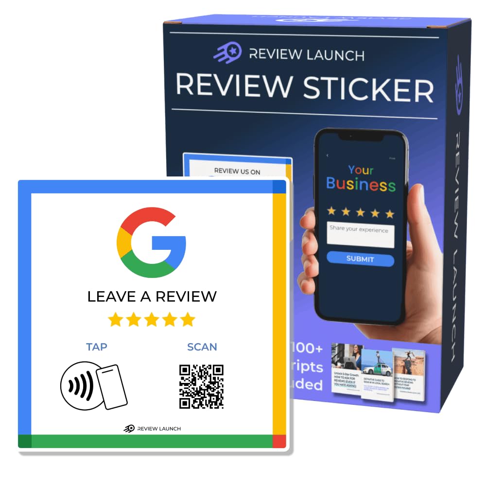 Review Stand Compatible with Google Review Stand | Boost Online Reviews Google Rank with Fast Zappy NFC Tap Card QR Code Stand (Square Rigid Sticker, 1)