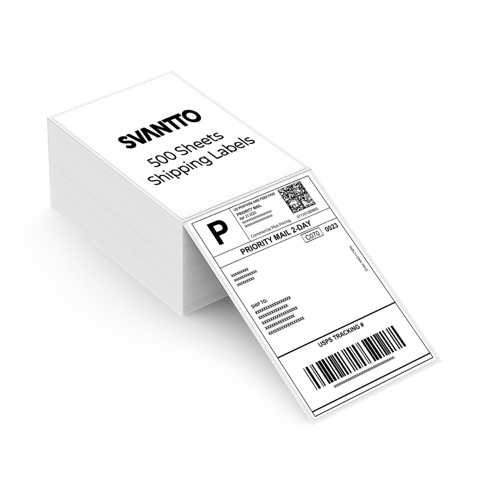 SVANTTO 4x6 Thermal Labels, Strong Adhesive and Perforated Shipping Labels, Thermal Printer Labels for Mailing Postage Address, Compatible with Rollo, Munbyn, Zebra & Nelko Printer（500Pcs/Stack）