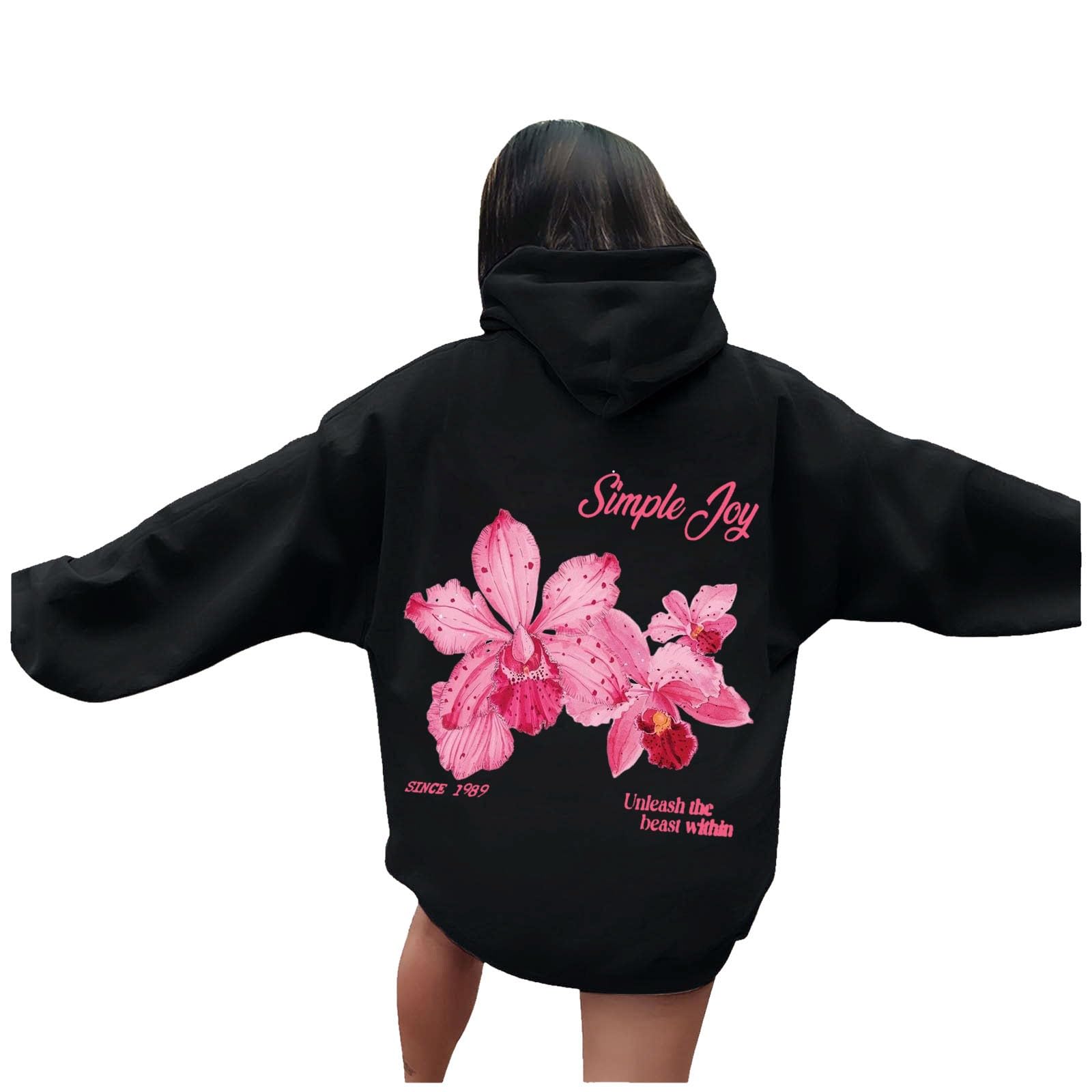 Generisch Veste de survêtement pour femme - Sweat à capuche - Pull à capuche - Impression graphique - Lettres - Manches longues - Automne - Hiver - Sweat-shirt haut pull
