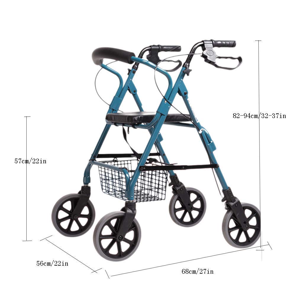 Andador para Ancianos,Práctico Andador con Ruedas de 4 Ruedas con Asiento y Cesta de Almacenamiento - Respaldo y Freno de Mano Desmontables, Ayuda de Movilidad para Personas Mayores y discap