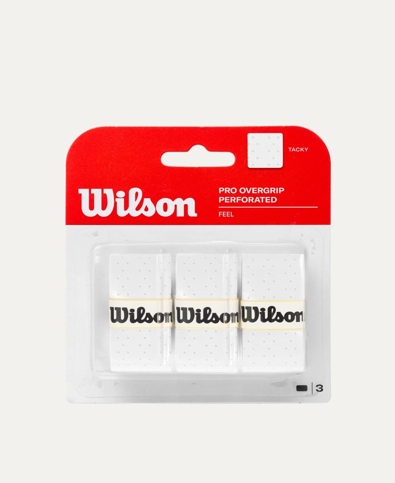 Wilson Pro Overgrip Zestaw 3 perforowanych trzpieni - biały, zielony, różowy - tenis - badminton - Squash