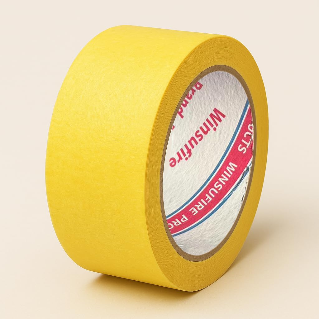Farbiges Abdeckband, farbiges Malerband für Kunst und Handwerk, Sprühmalerei, Abdecken und Schutz, Kunstbedarf für Kinder, 6 Rollen, 5,1 cm x 27,7 m, insgesamt 180 Meter (gelb)