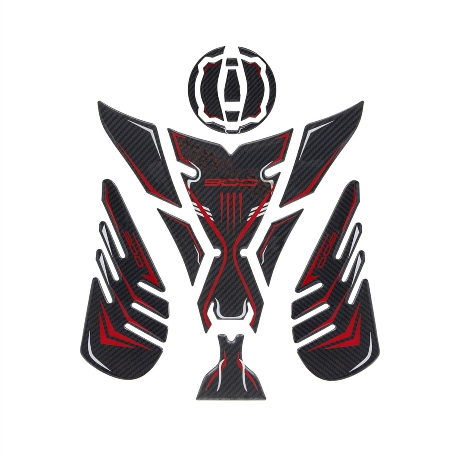 Dtsgcx Rosso For Kawasaki For Z900 Motorcycle Stickers Fuel Tank Sticker Fishbone Protective Decals Pad(Rosso)