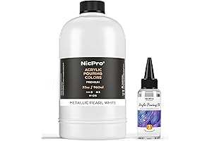 Nicpro White Metallic Pearl Acrylic Poured Paint Kit