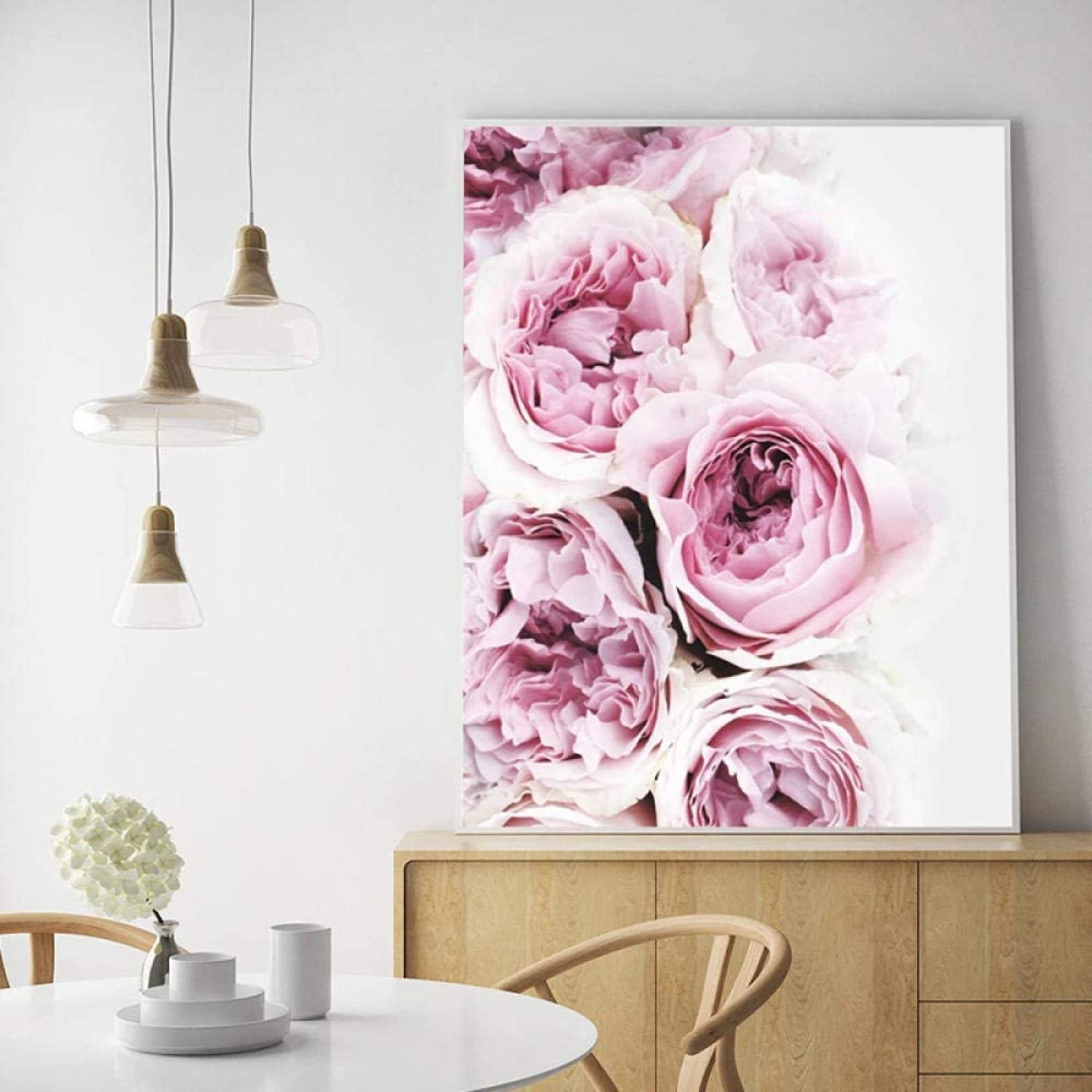 ABCWARRT Rose Rose Fleur Paysage Peinture Pivoine Affiche Mur Art Toile