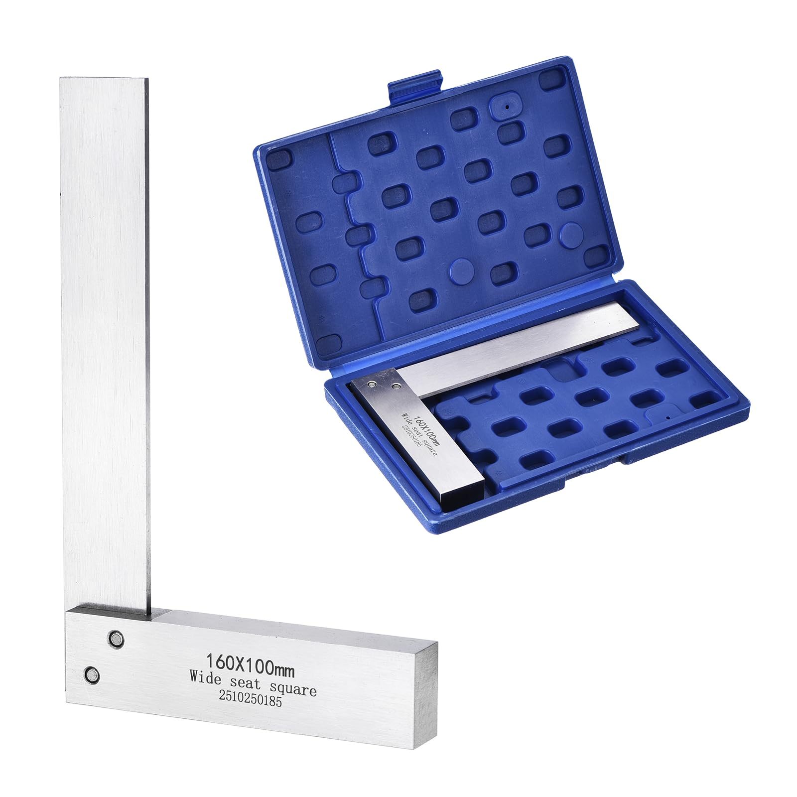 sourcing map Machinist Square 160mm x 100mm x 14.5mm Carbon Steel Engineer Square Precision Woodworking 90 Degree Right Angle Ruler with Wide Seat for Precision Layout and Measurement, Silver