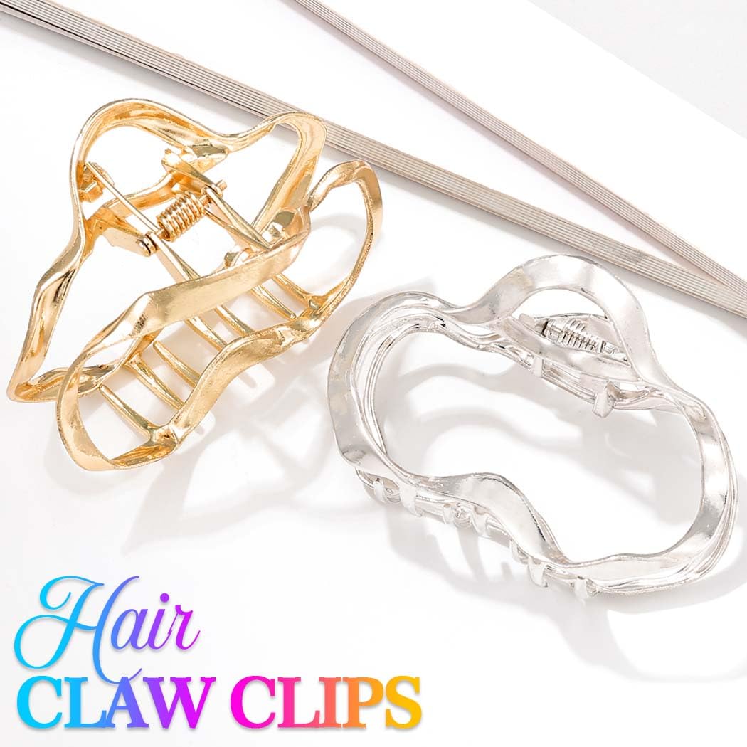 Reaky Hair Claw Clips Gold Metal Hair Clip Medium Claw Clips Hair Accessories for Women, 1 count (Pack of 2) - Image 2