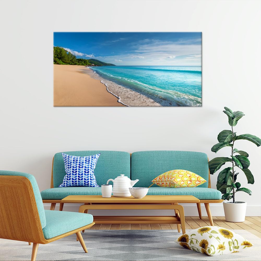 Feeby Stampe Da Parete - Quadri Soggiorno - Paesaggio marino tropicale - 120x60 cm - Decorazioni Camera Da Letto