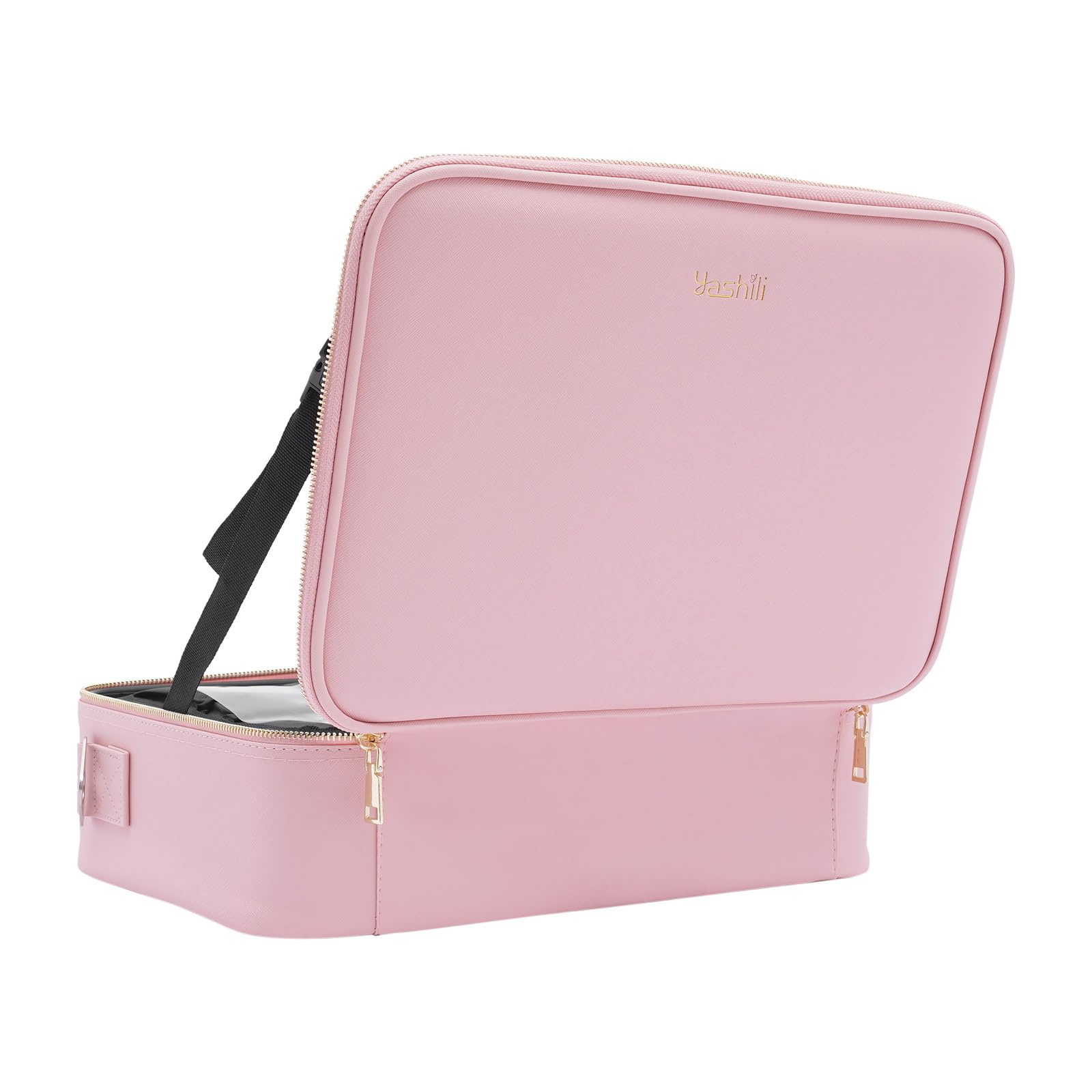 Make-up Tasche Mit LED Spiegel, große Kapazität Make-up Tasche Werkzeug Aufbewahrungstasche, Make-up Pinsel, Kosmetik Aufbewahrungsbox Tragbar Zwei Farben (rosa)