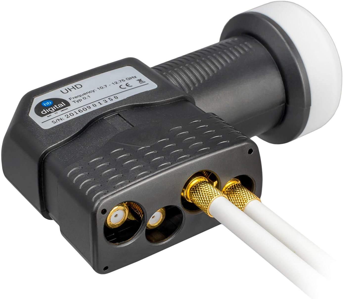 Fuba DAA 850 A 85cm Sat Schüssel Anthrazit Satellitenantenne Aluminium Reflektor + HB-DIGITAL UHD Quad LNB 4 Teilnehmer Direktanschluss schwarz 4K Utra HDTV Full HD 3D fähig + 8X F-Stecker vergoldet