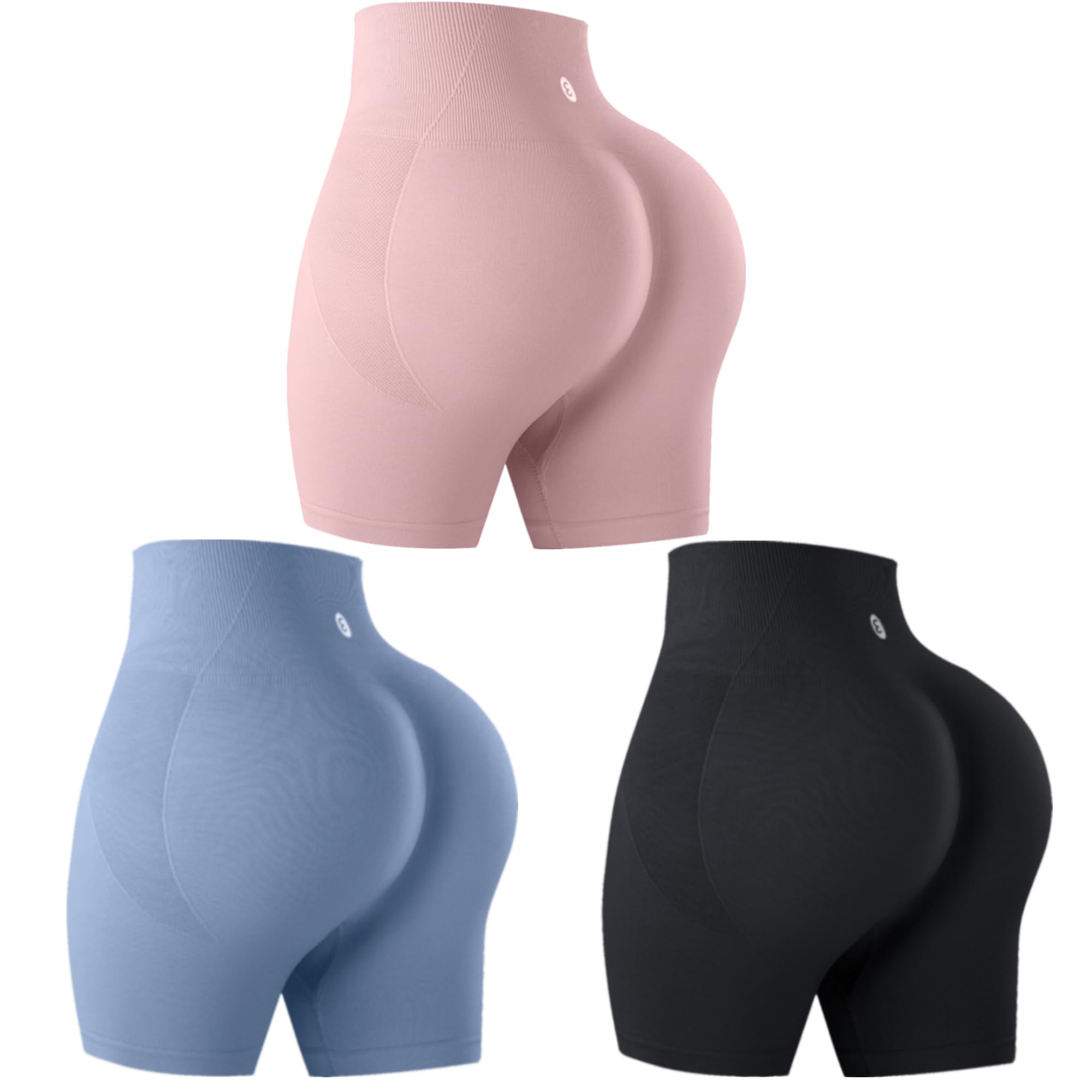 Evercute Women's Butt Lifting Shorts Pack Workout Sets Booty Shorts High Waist Gym Shorts Seamless Exercise Fitness Yoga