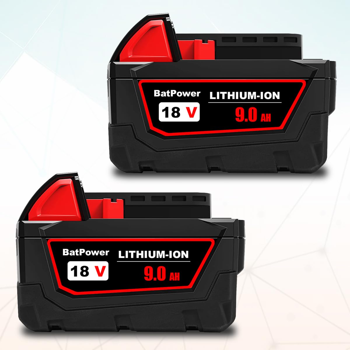 BatPower 2 Pack 48-11-1890 18V 9.0AH Lithium XC9.0 High Output Battery ...