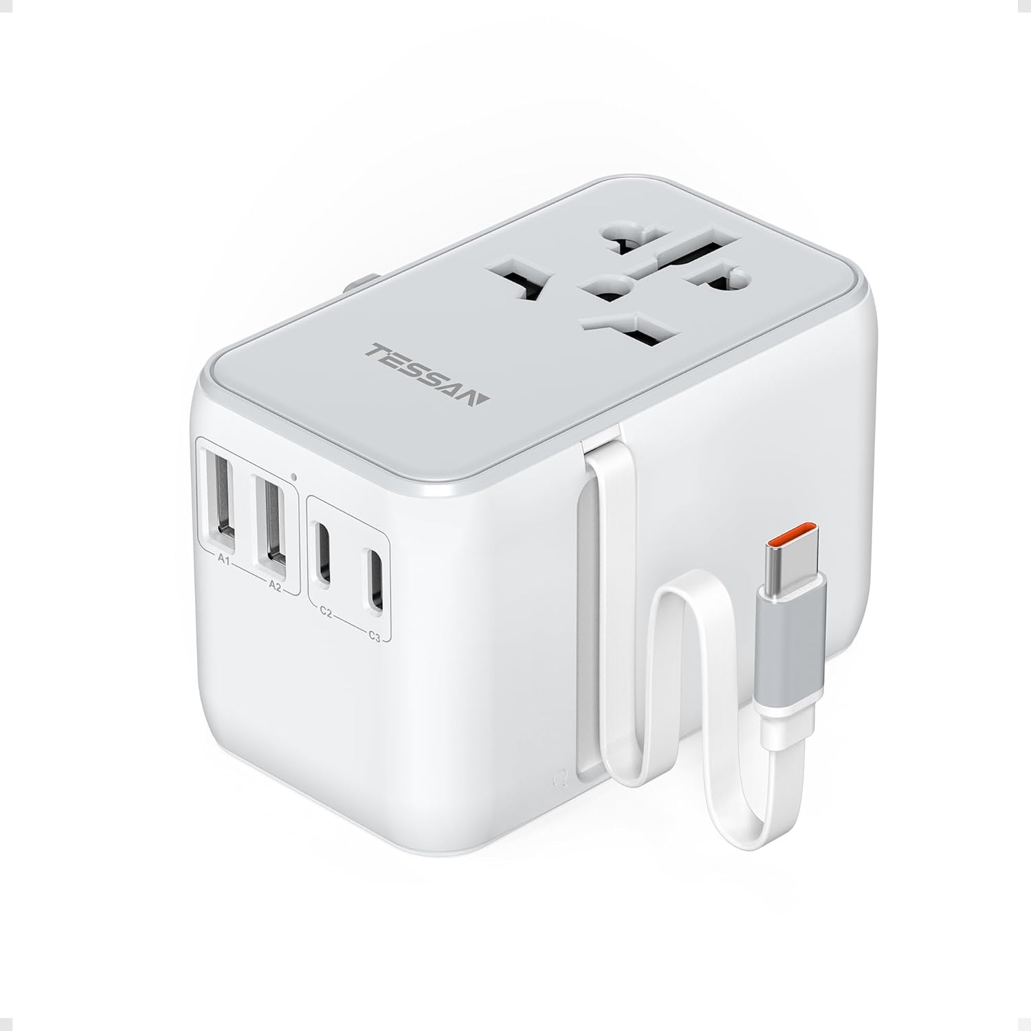 Universal Travel Adapter, TESSAN 35W International Plug Adapter Built-in 1 USB C… Universal Travel Adapter, TESSAN 35W International Plug Adapter Built-in 1 USB C…