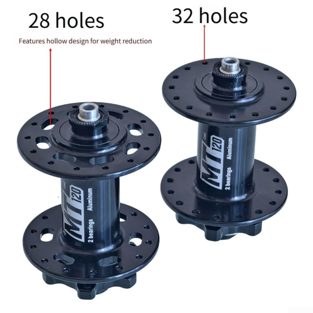 Set mozzo anteriore e posteriore per bicicletta, 100 mm/135 mm, 5 mm, QR, in lega di alluminio, cuscinetti sigillati per cassetta HG, 11/12 velocità, disco a 6 bulloni, nero (28 fori, 1 coppia)