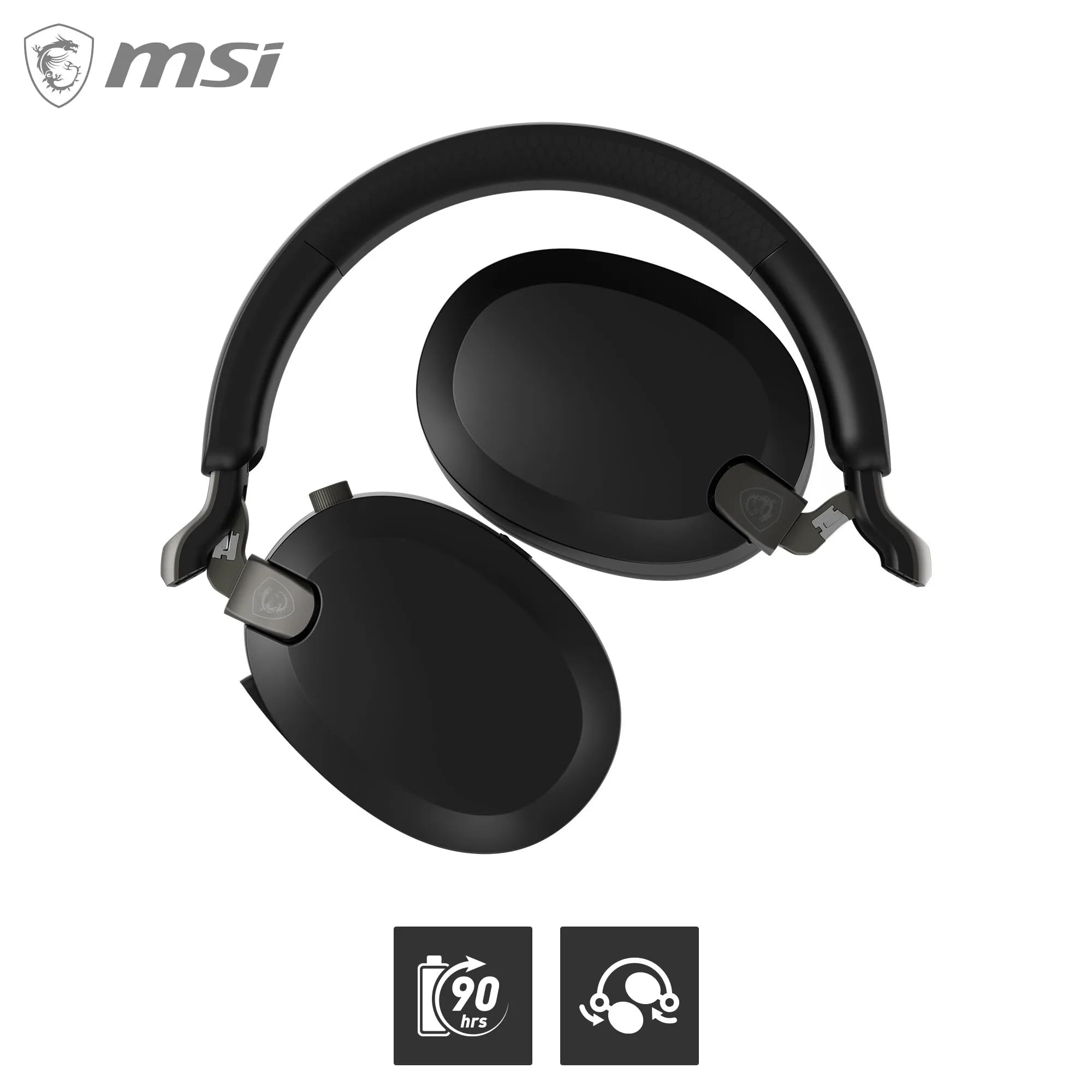MSI Maestro 500 Wireless Auriculares Gaming Inalámbricos Azul Marino (Bluetooth 5.4, 2.4GHz USB-C, Cancelación de Ruido Activa ANC, Batería hasta 90h, Micrófono con Cancelación ENC, Audio Nahimic 3D)