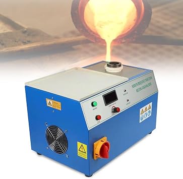 5000W Gold Melting Machine, 2kg/4.4lbs Medium Frequency Metal Smelting Furnace with Graphite Crucible & Quartz Jacket, MAX 1450C, 4-6MIN Melting time, for Gold, Jewelry, Silver, Copper