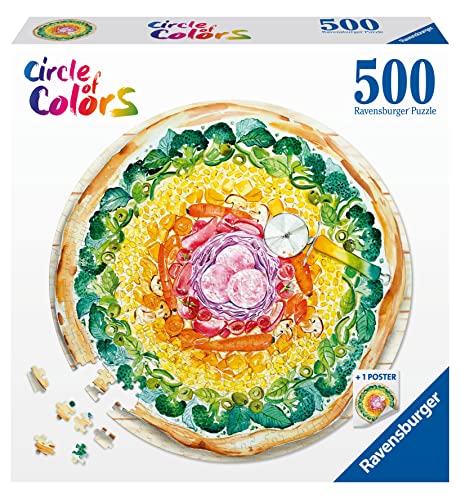 Ravensburger Circle of Colours Pizza 500 Piece Jigsaw Puzzle for Adults and Kids Age 10 Years Up, Circle of Colors