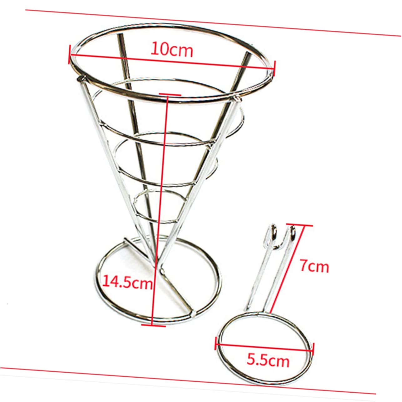 Unomor French Fries Holder Cone Stand 2pcs Metal for Fries with Sauce Dippers for Barbecue