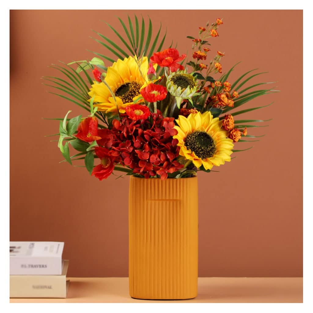 Künstliche Blumen Sonnenblume künstliche Blume mit keramischer Vase for Heim-Blumen-Anordnung Dekor Hochzeits-Party-Seidentuch gefälschte Blumen-Set Künstliche Blumen wie Echt (Color : B)