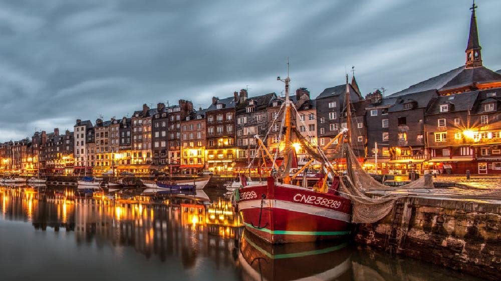 Wieczorna Sceneria Portu Honfleur Francja Malowanie Numerami Diy Unikalny Zestaw Do Malowania Olejnego Na Płótnie Cyfrowy Obraz
