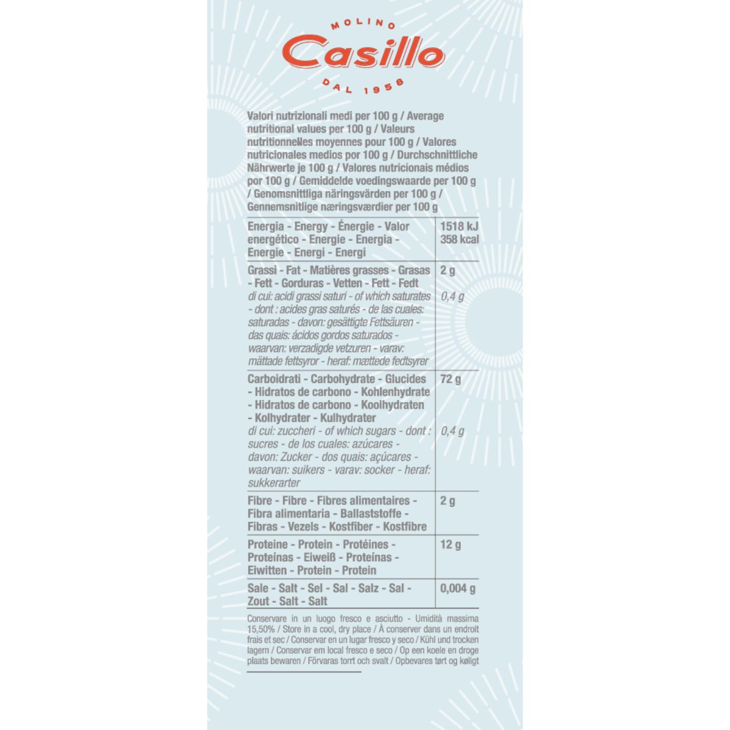 CASILLO MOLINO - La Pizza Harina Tipo 00 100% trigo italiano - 10 x 1 kg