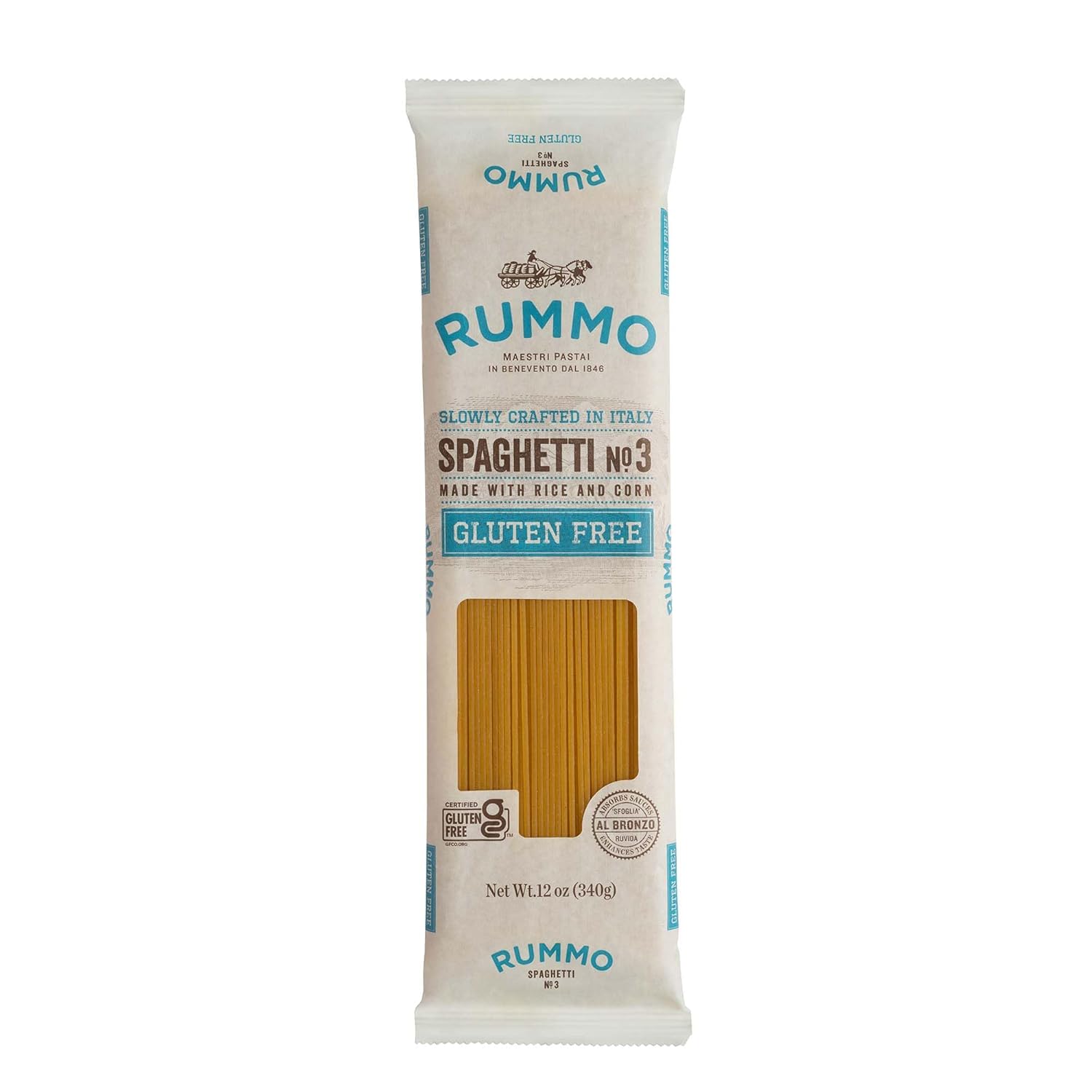 Rummo Gluten-Free Spaghetti No. 3 | Corn & Rice Italian Pasta Noodles | Authentic GF Thin Spaghetti - 12oz Pack