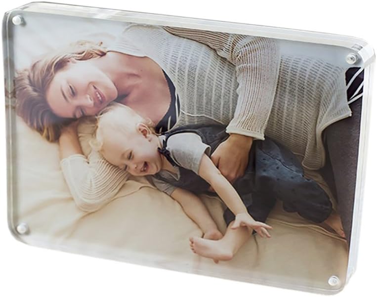 WEIYIKANG Clear Acrylic Photo Frame Acrylic Magnetic Picture Frames Double Sided Photo Frame Free Standing Desktop 6x4 7x5 8x6 inch (6x4)