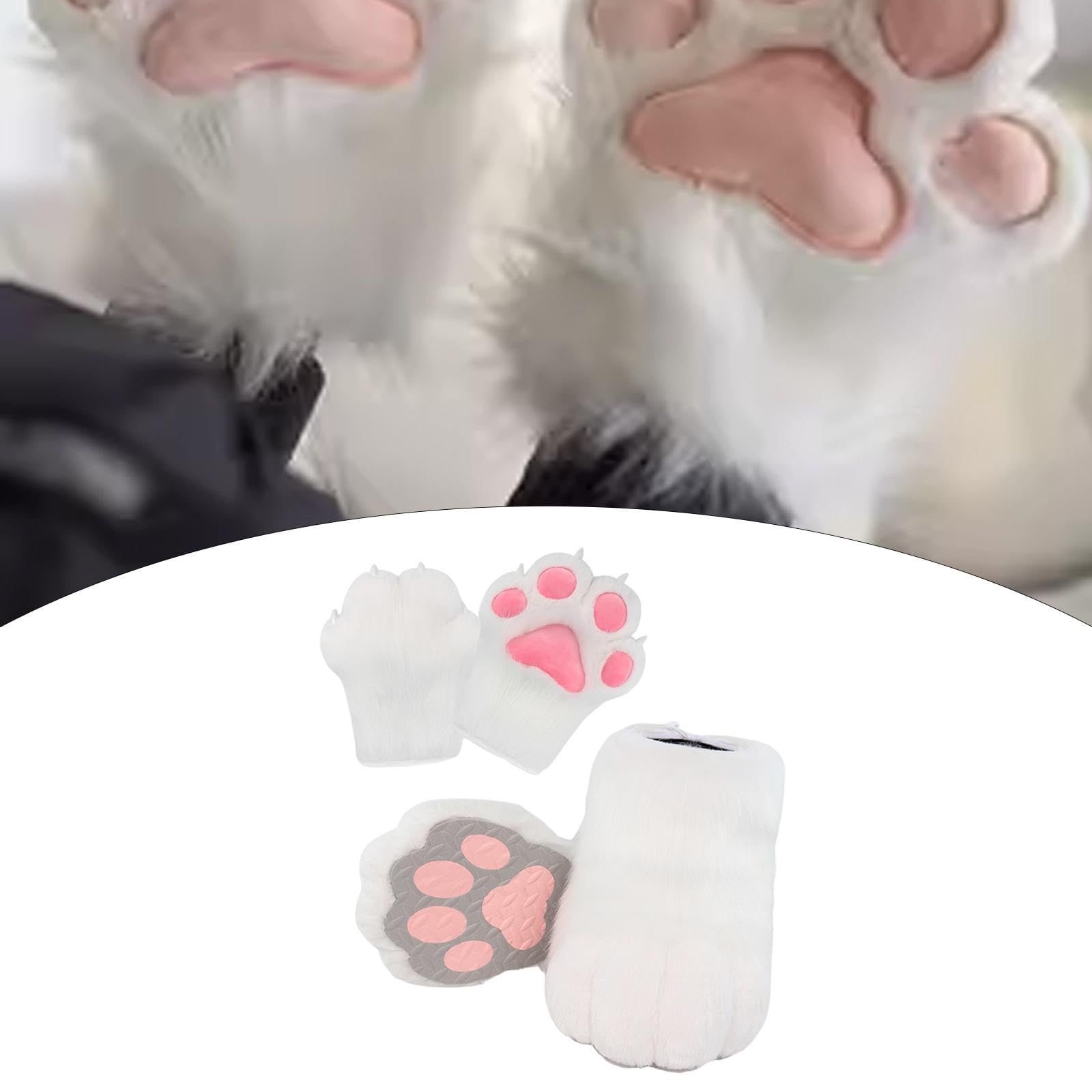 UGPLM Cosplay Animal Paws Fursuit for Women Gloves for Holiday Role Playing Masquerade: White