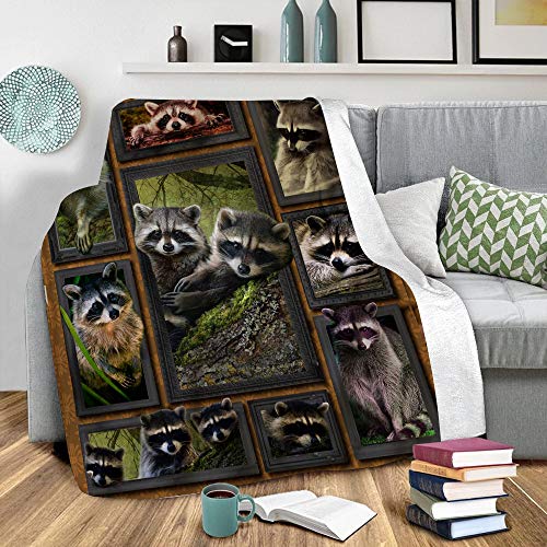 Chrihome Flannel Blanket 3D Raccoon Blanket Soft Cozy Plush Bed Sofa Throw Blanket Air Travelling Blanket,Air Conditioning Blanket Cute Animals Blanket For Kids And Adult (3D Raccoon, 80'' X 60'') #TOP1