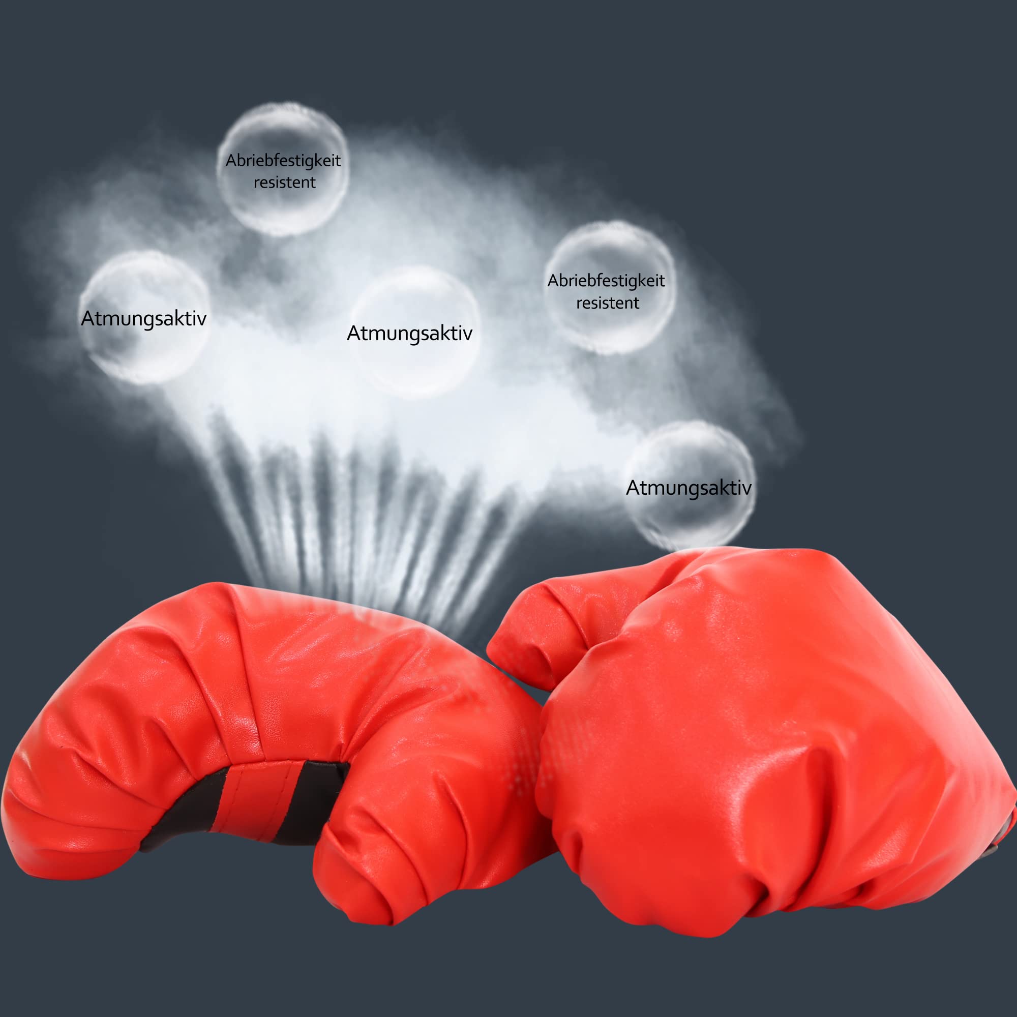 Melko Stojący worek bokserski Punchingball Punching Training z rękawicami bokserskimi, regulowany, czerwony srebrny czarny, piłka Ø 24 cm