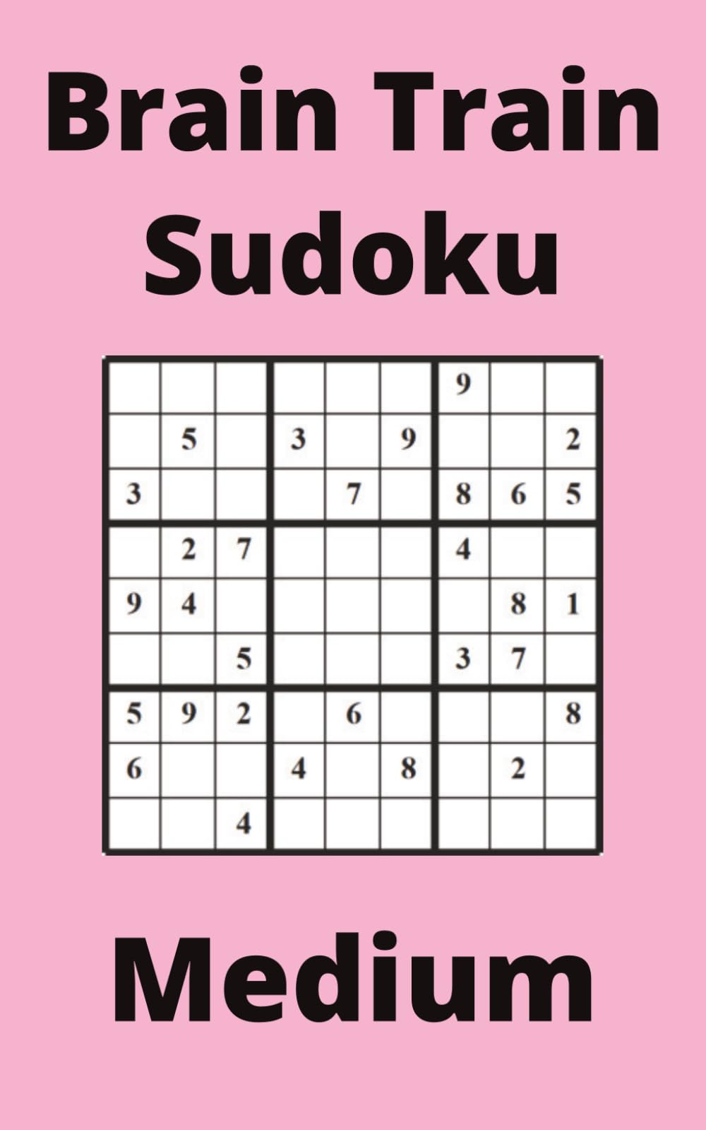 Pink Brain Train Sudoku Book, 9x9 Puzzles, 300 Pages, 5x8, Medium