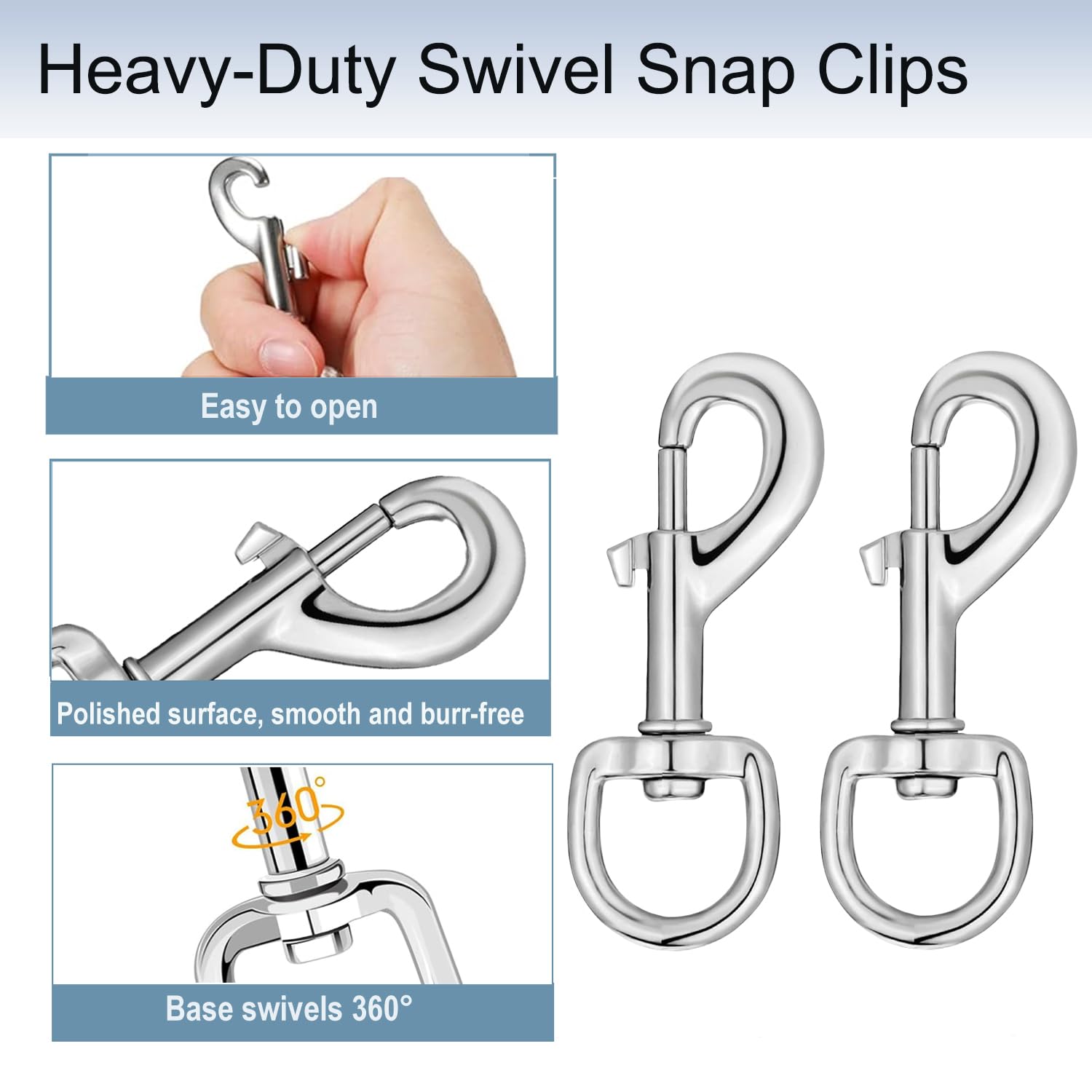6 Pack Swivel Snap Hook, Swivel Eye Bolt Snap Hook, Swivel Eye Snaps Clips for Pet, Single Ended Clip Hooks, Dog Leash Clips Flag Clips