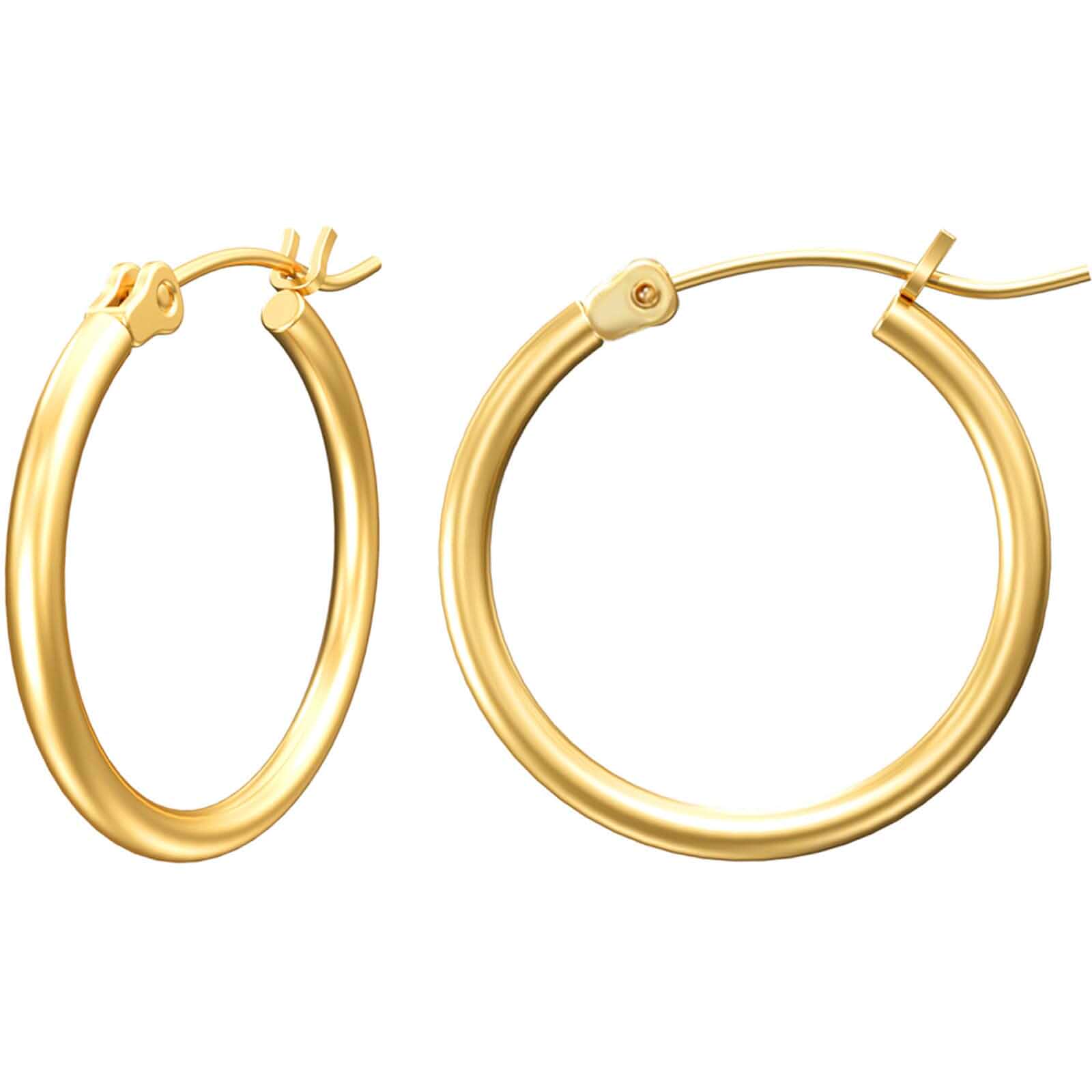 Gacimy Gold Hoop Earrings for Women 14K Gold Plated Hoops 925 Sterling Silver Post Lightweight Minimalist Circle Earrings, Classic Round Hoop Jewelry for Women Daily Wear Fashion Gift