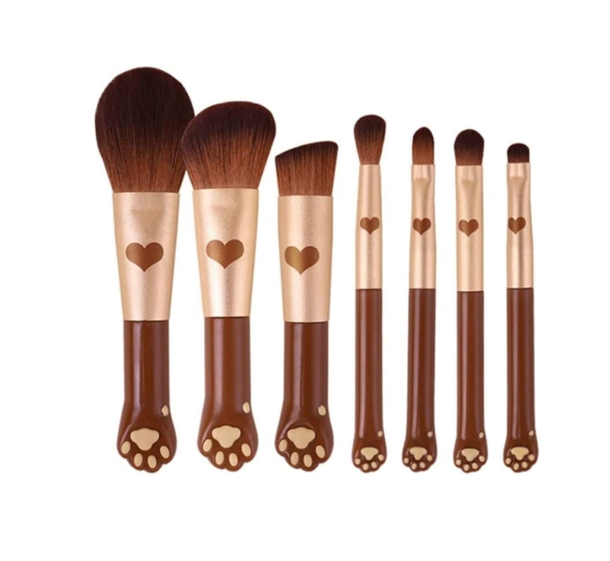 Set di Pennelli per Il Trucco da 7 Pezzi, Pennello per Il Trucco Portatile Multifunzionale, Manico in Legno Massello, Pennello per Fondotinta Facile da Pulire,