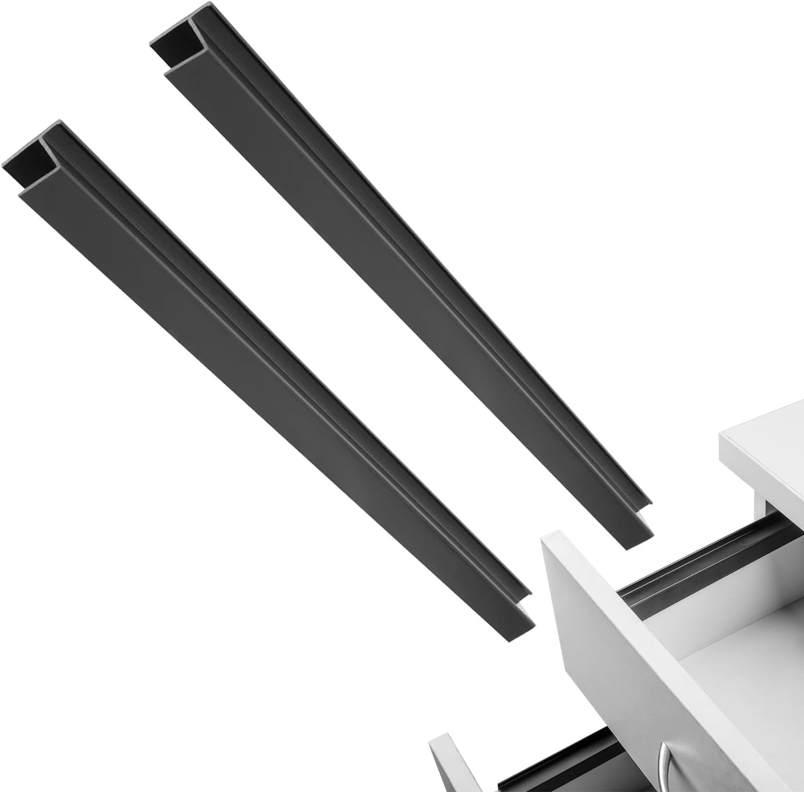 2 Pieces Hanging File Rails 16 Inch PVC Drawer Black File