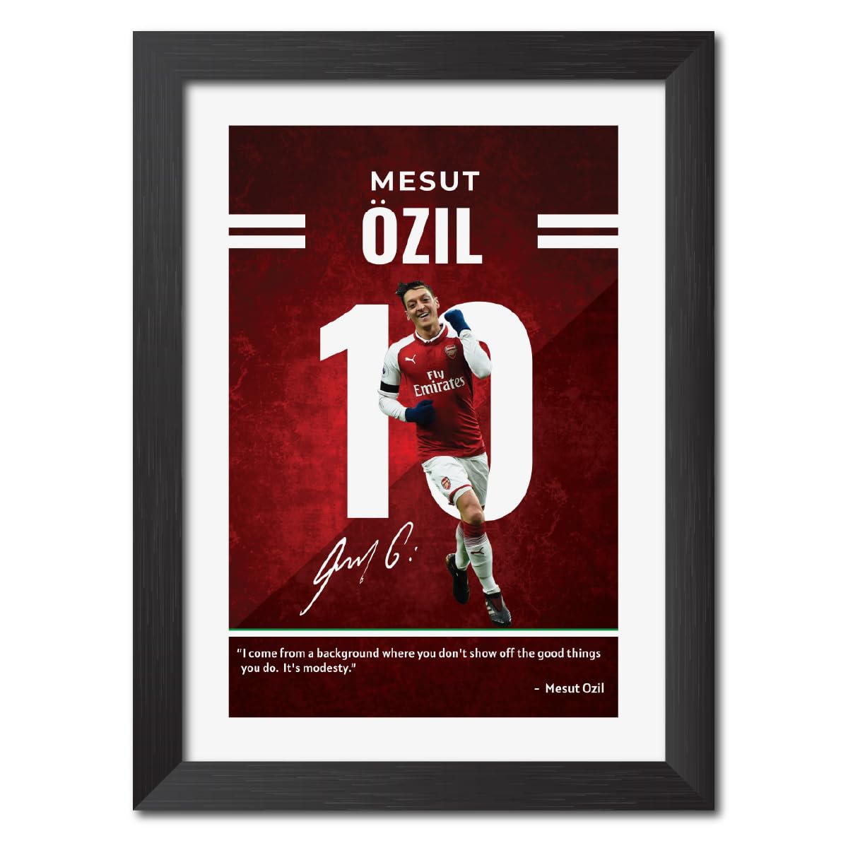 Mesut Ozil Poster Arsenal Laminated Poster Framed Painting with Matt Finish Black Frame (12 inches x 9inches)