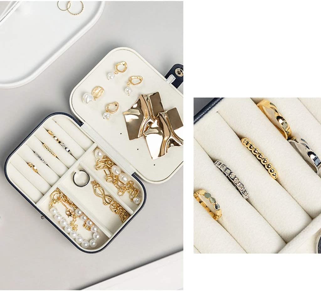 Organizador de joyas, caja de joyería, organizador de joyas de viaje de 2 capas para collares, pendientes, anillos, estuche para joyas, estuche pequeño para joyas. Cajas de joyería para mujeres