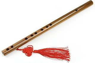 Bamboo Piccolo Flute Without Membrane Hole Short Transverse Flute Traditional Chinese Woodwind Musical Instrument for Beginners (Key G/15inch)