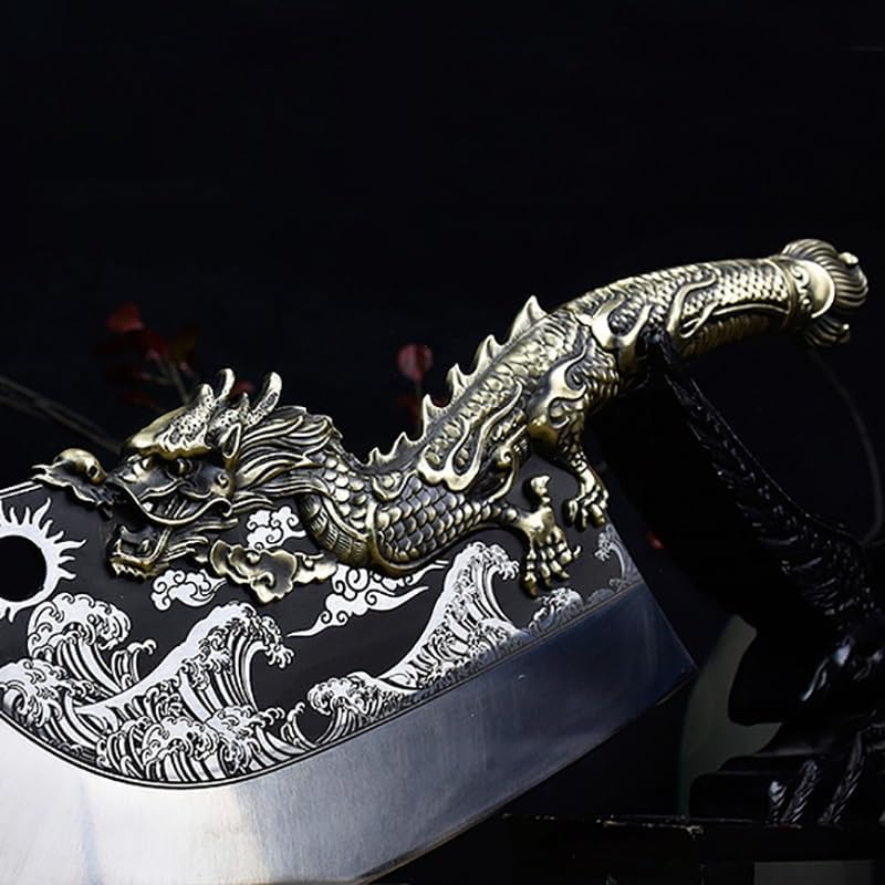Meat Cleaver,Cleaver Knife 9.5 Inch Longquan Kitchen Knife Copper Dragon Handle Handmade Forged Hatchet Machete Big Chop Knife Bone Meat And Poultry Tools (Size : Chop Knife-A), LAMAJIGA5844