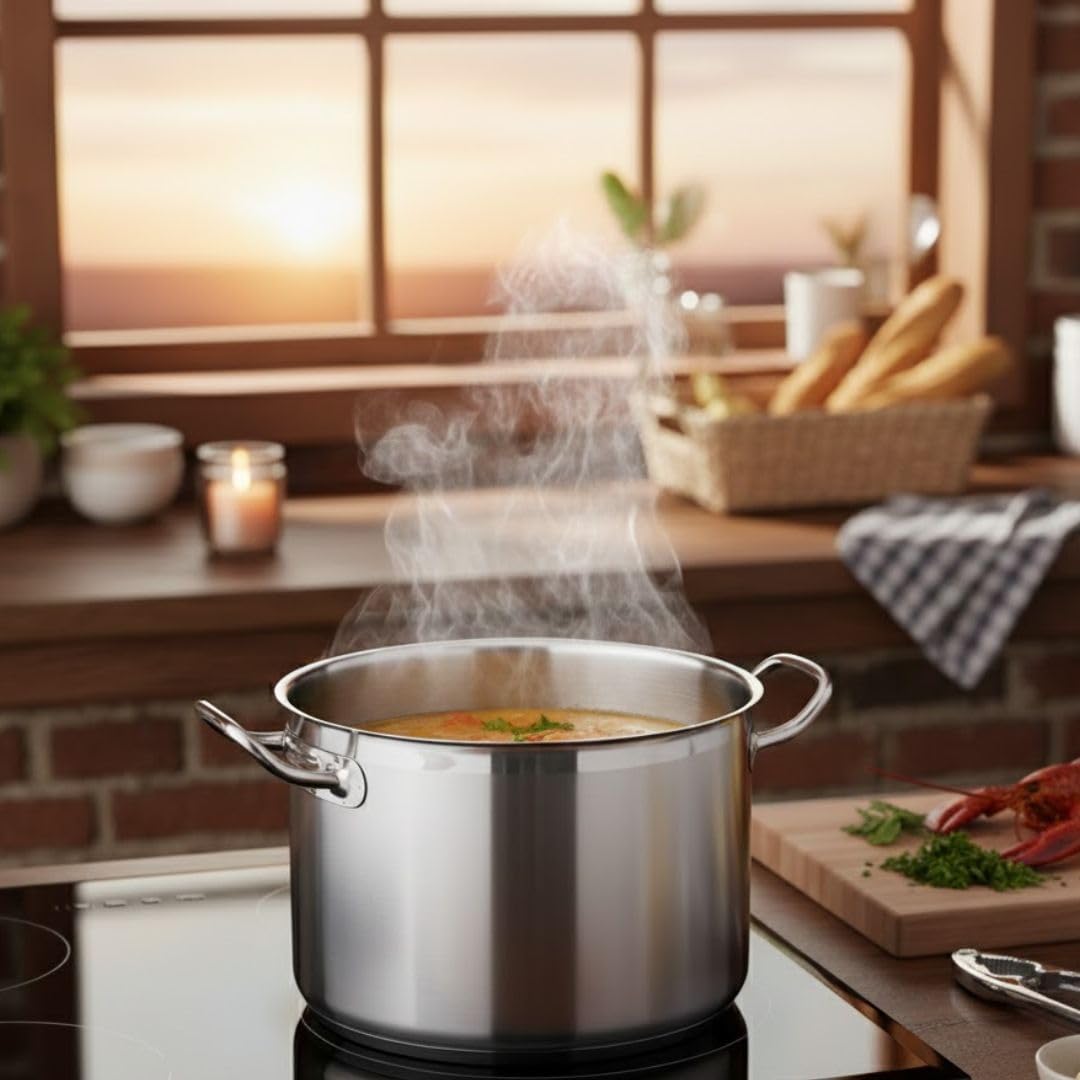 Soro Essentials- 12 qt. Stainless Steel Stock Pot with Lid- Encapsulated 4mm Base Heavy Duty Induction Ready Large Stock Pot Stew Pots Simmering Soup Pots Oven Safe Commercial Kitchen Restaurant