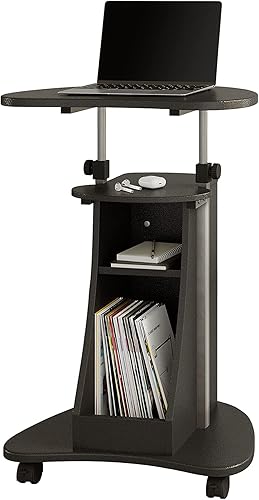 Miniatura 8 de Techni Mobili Carrito para laptop de altura ajustable con almacenamiento grafito