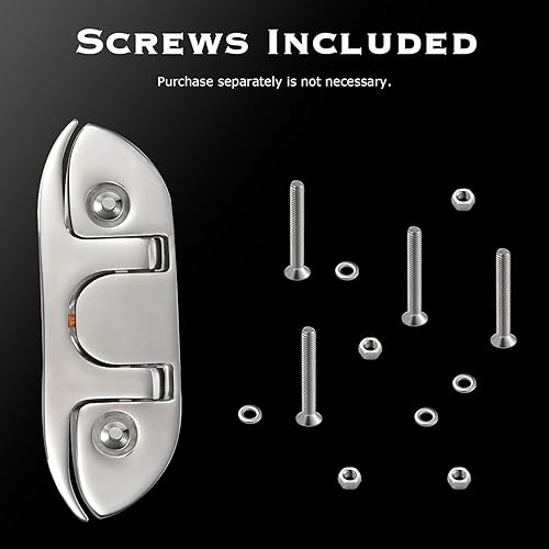 Miniatura 5 de CHANGE MOORE Marine Grade Folding Boat Cleat, Flip Up Cleats Dock Cleats 4.556 inch Foldable Cleat with Screws and Locking Nuts, 316 Stainless Steel