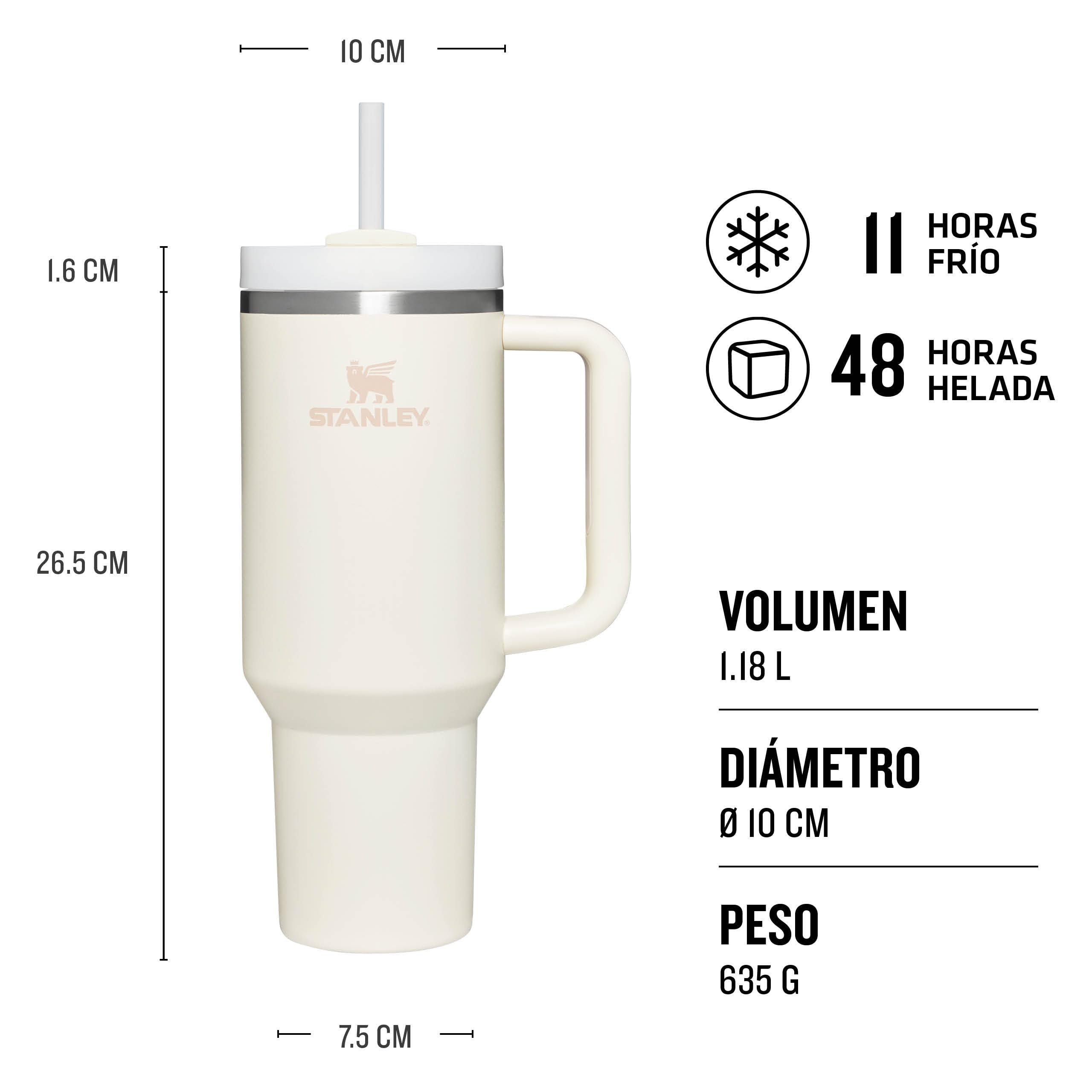 STANLEY Quencher H2.0 FlowState Tumbler 1.2L - Termo Conserva el Frío 11 Horas - Helada Durante 48 Horas - Botella Agua Acero Inoxidable - Taza Termica - Vaso Termico Sin BPA - Cream Tonal