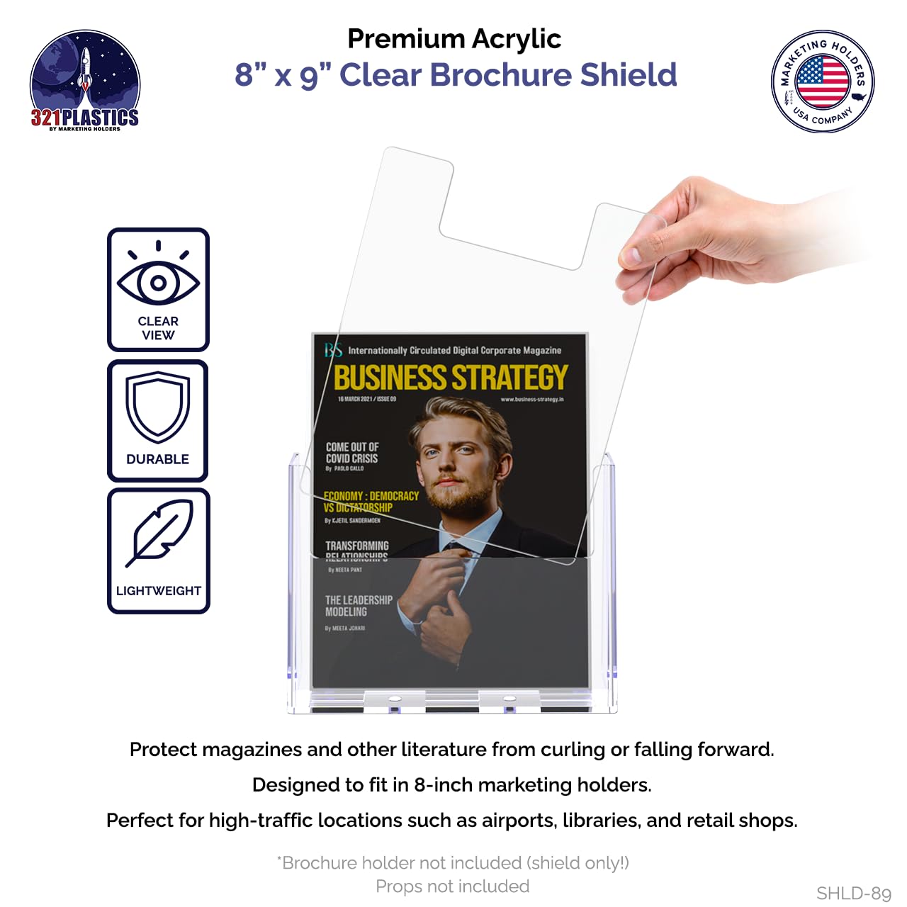 Brochure Shield for Magazine Display Holders Clear Acrylic 8