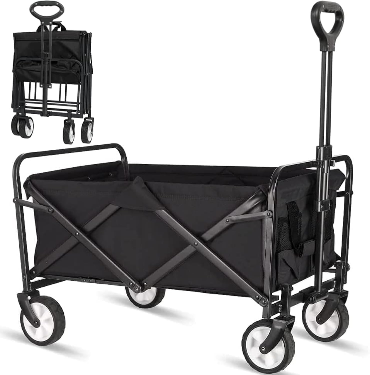 Collapsible Folding Wagon Beach Carts Large Capacity Portable for Sports, Shopping, Camping